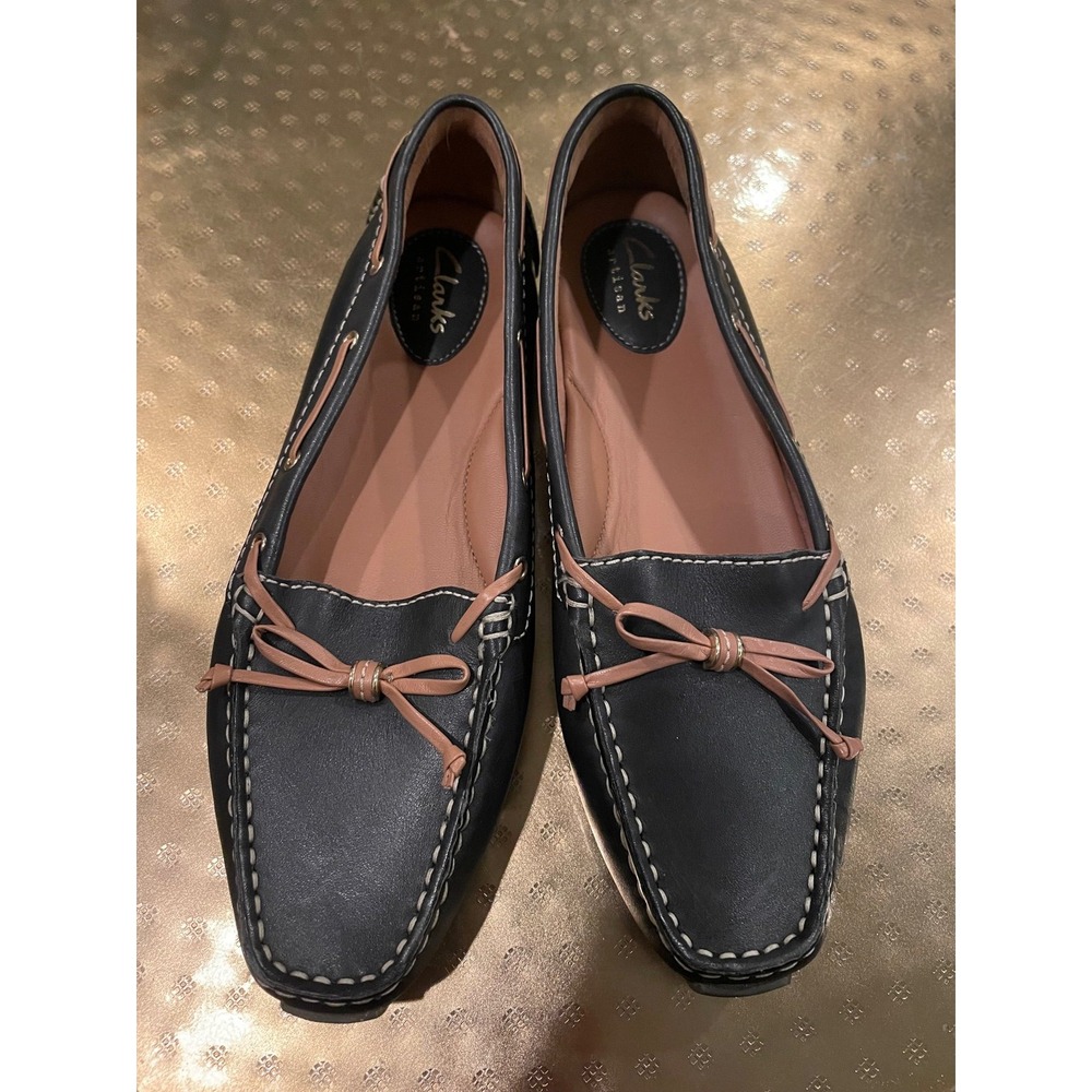 Clarks Women's Artisan Racer Leather Loafer, Navy Size 7.5